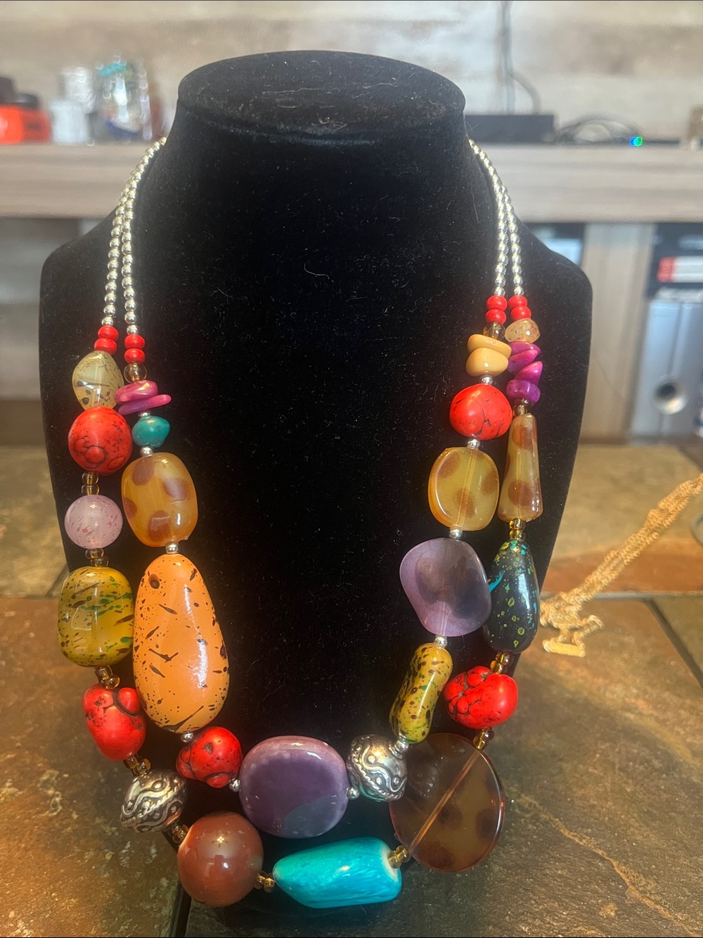 Multicolor Statement Beaded Necklace - Artisan Women Jewelry - Picture 2 of 8